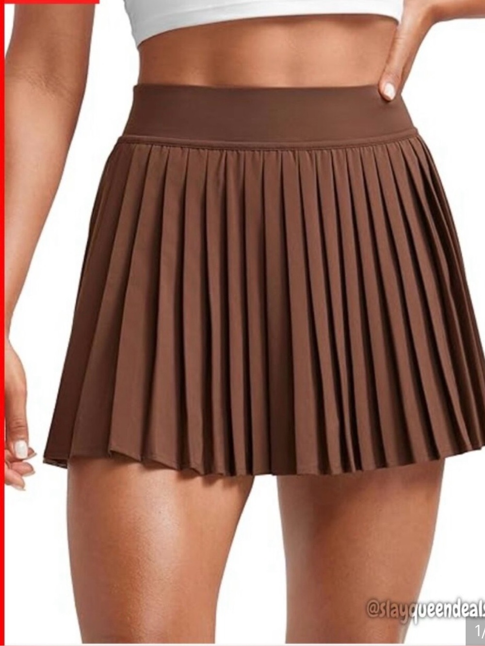 Santiny Pleated Brown Mini Skort